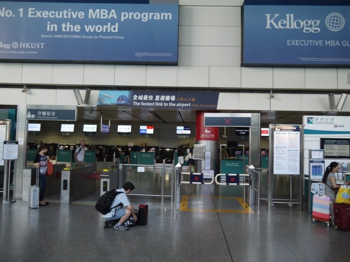 Airline Check-In Desks At Hong Kong's Central Station