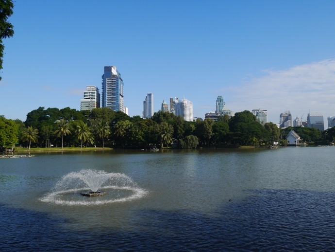 Bangkok City Skyline, As Seen From Lumphini Park