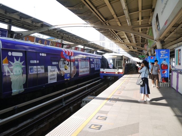 Trains At Surasak BTS Station