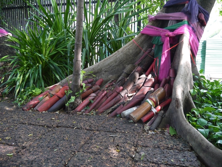 Phallic Symbols Left At Chao Mae Tuptim Shrine