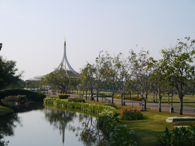 The Beautiful King Rama IX Park With Rajamangkala Hall In The Background