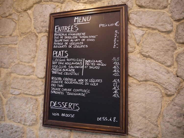 Menu At Brasserie Lola, Paris