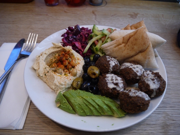 Falafel Platter At FiFil Cafe, North Laine, Brighton