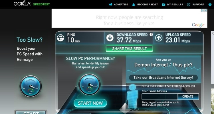 Wifi Speed Test At Jurys Inn, Plymouth