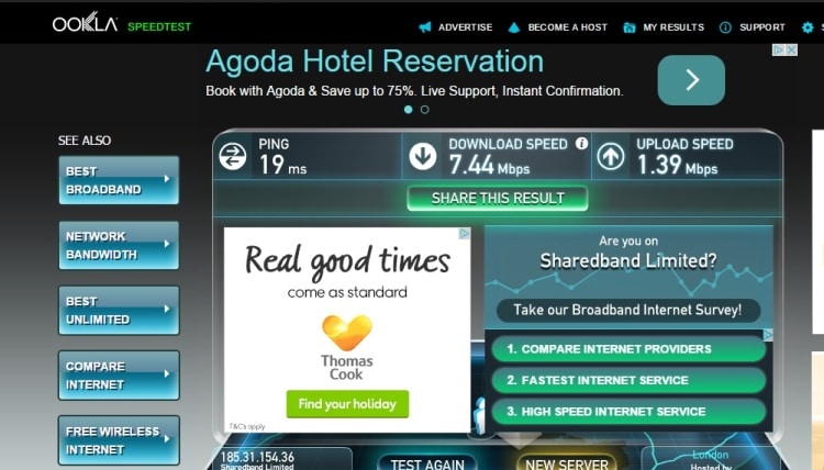 Wifi Speed Test At Brighton Seafront Travelodge