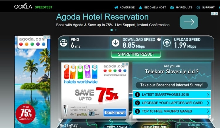 Internet Speed Test At Galeria Rooms, Ljubljana