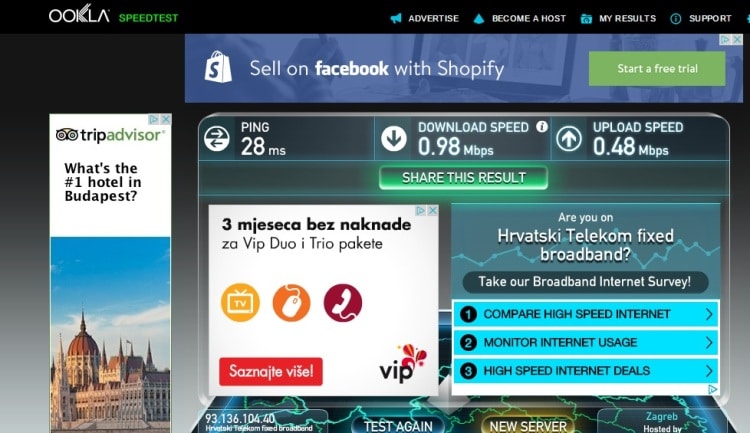 Internet Speed Test At Zagreb Center Apartments