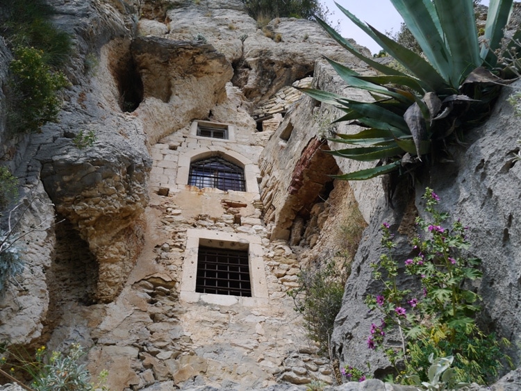 Caves on the hillside in Croatia.