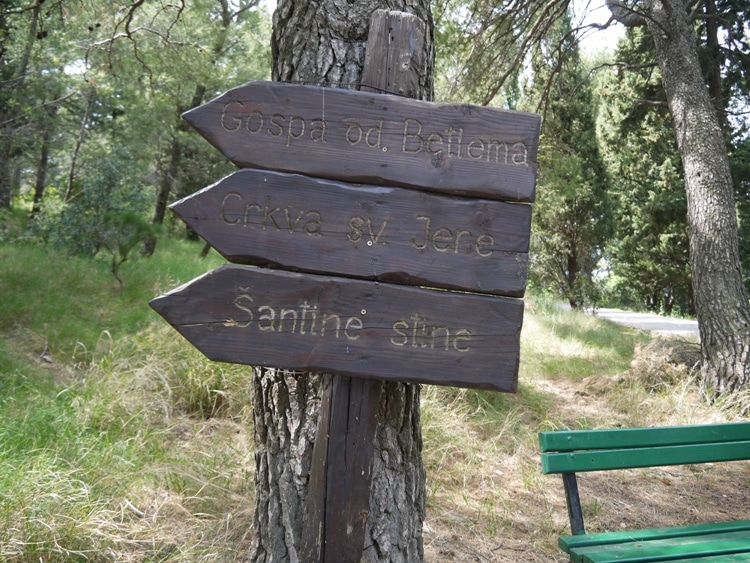 Direction arrows near Marjan Hill, Split Croatia