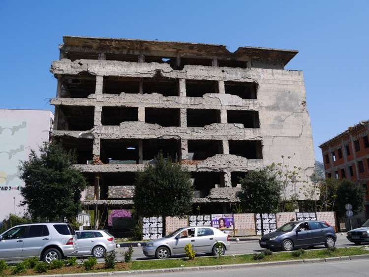 Bomb Damaged Buildings In Mostar, 2015