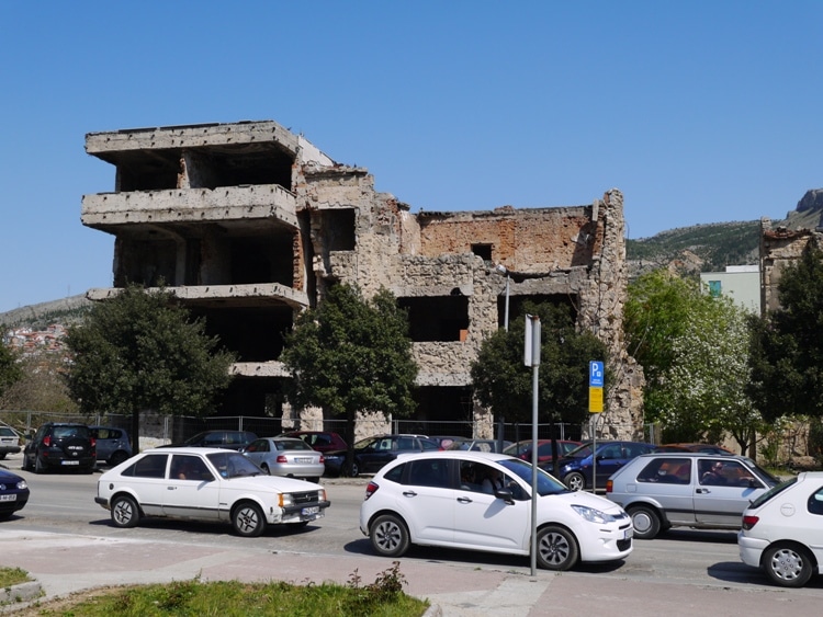 Bomb Damaged Buildings In Mostar, 2015