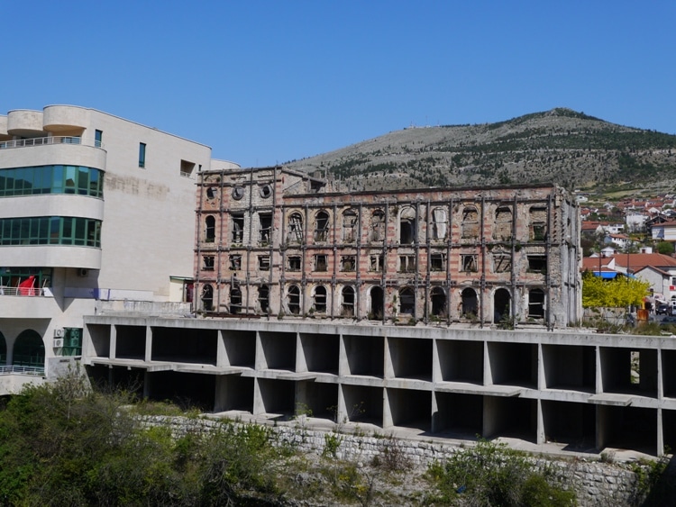 Bomb Damaged Buildings In Mostar, 2015