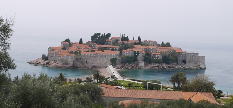 View Of Sveti Stefan Island From The Bus Stop