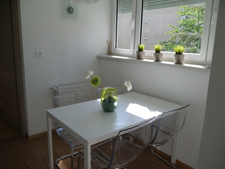 Modern Kitchen At White Apartment, Ljubljana, Slovenia