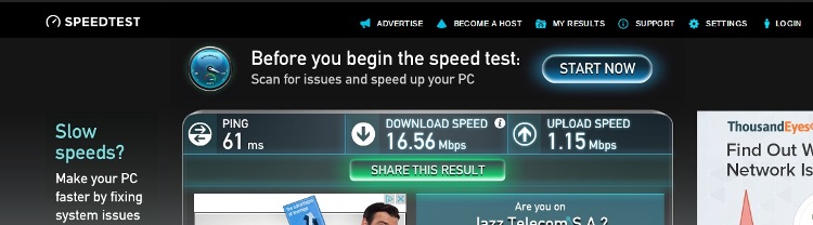 Internet Speed Test At Verdi Gracia Apartment, Gracia, Barcelona