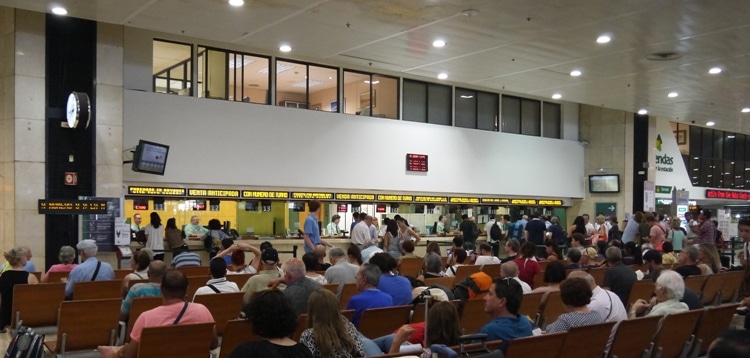 Queue For Tickets At Barcelona Sants Train Station