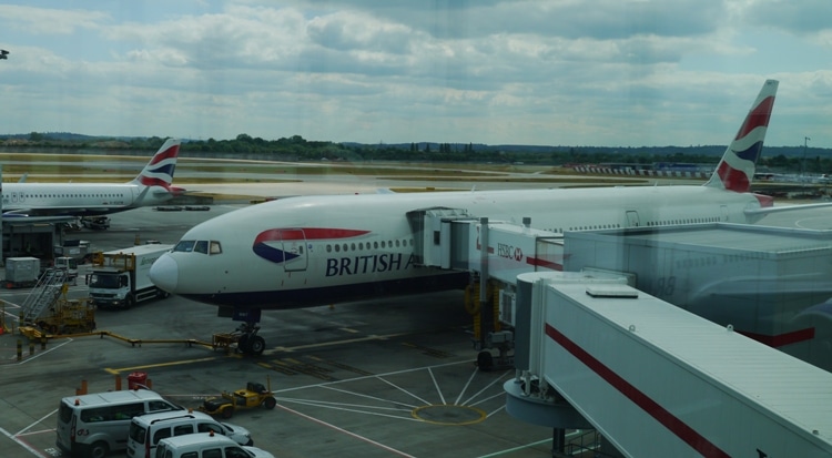 Our London To Bangkok Plane Waiting At Heathrow Terminal 5