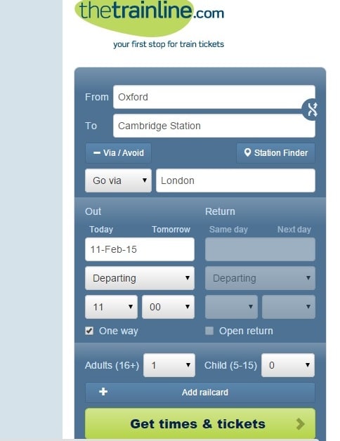 Oxford To Cambridge Train Tickets