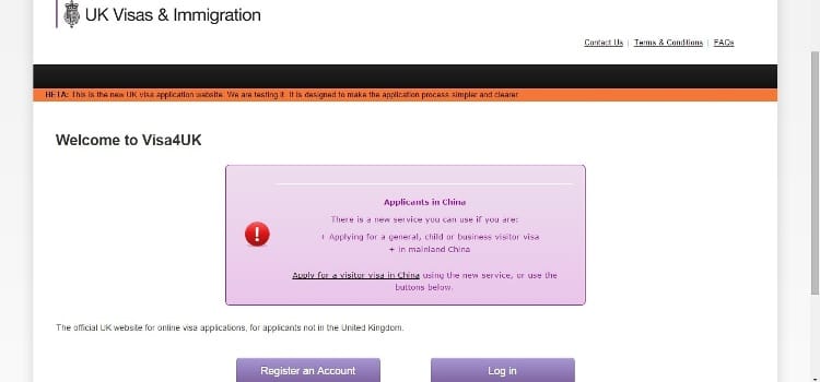 UK Visitor Visa - Register