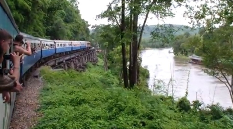 Train Crossing The Wampo Viaduct On The Death Railway