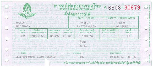 Thailand train ticket