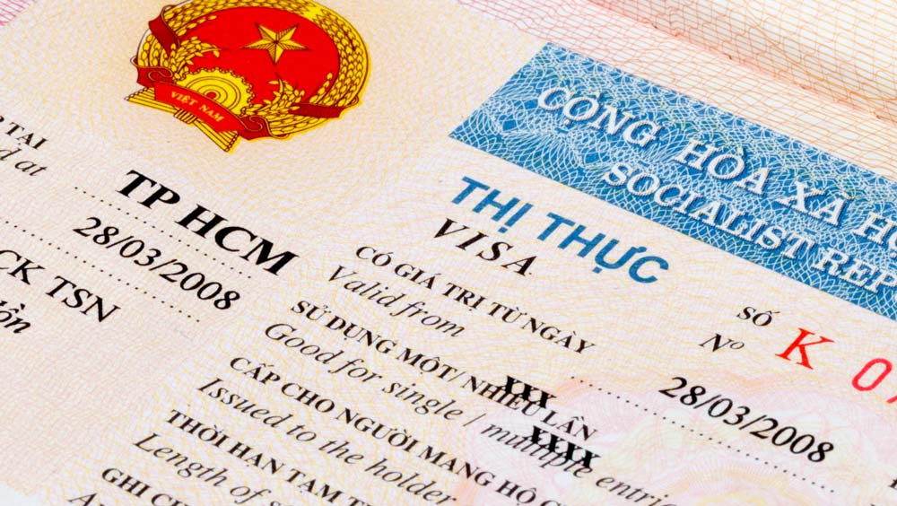 Vietnam visa in a passport